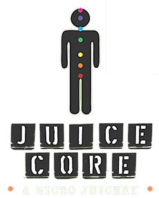 A person with the word juice core written in front of him.